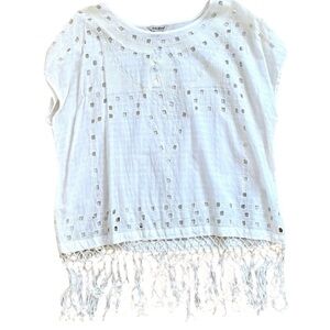 Lucky Brand Womens Cutout Fringe Top size 2x